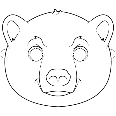 Polar Bear Mask Coloring Page